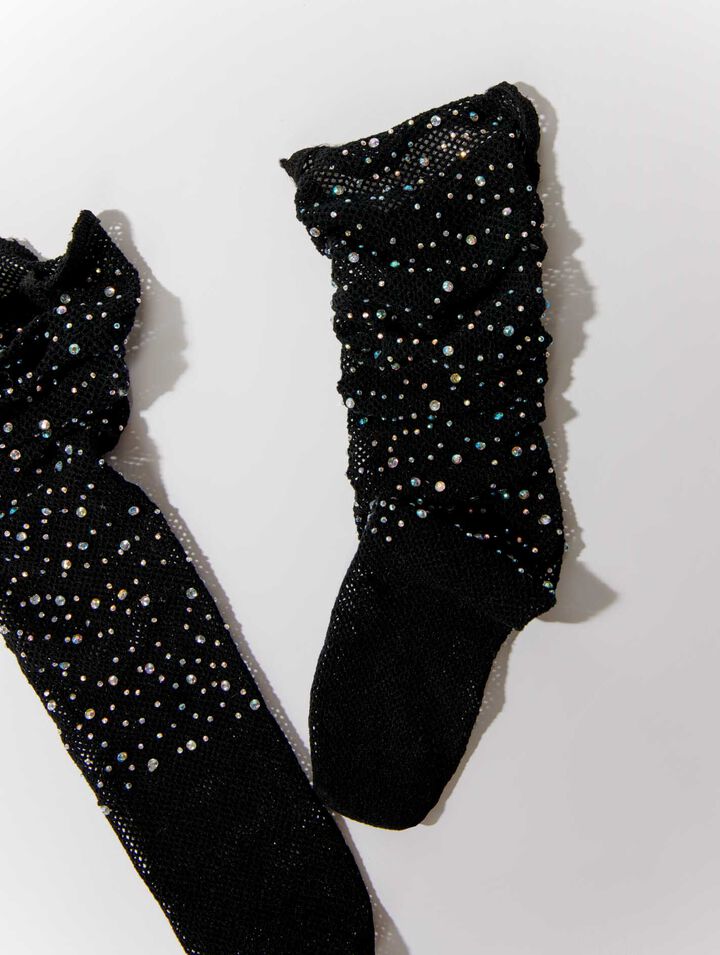 Chaussettes en résille à strass