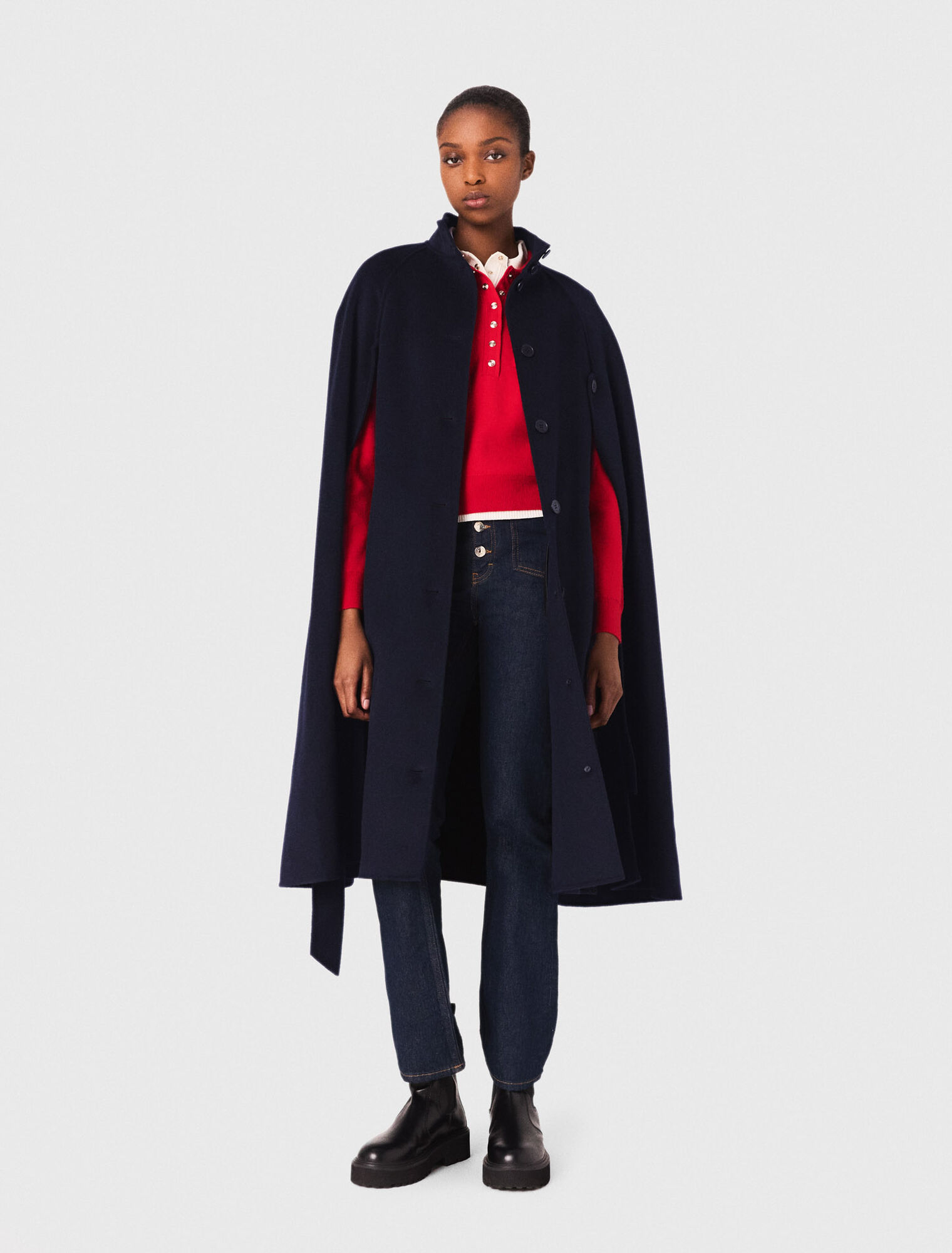 Manteau long double face avec cape