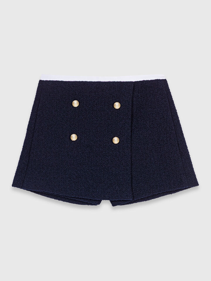 Short en tweed et bande contrastée