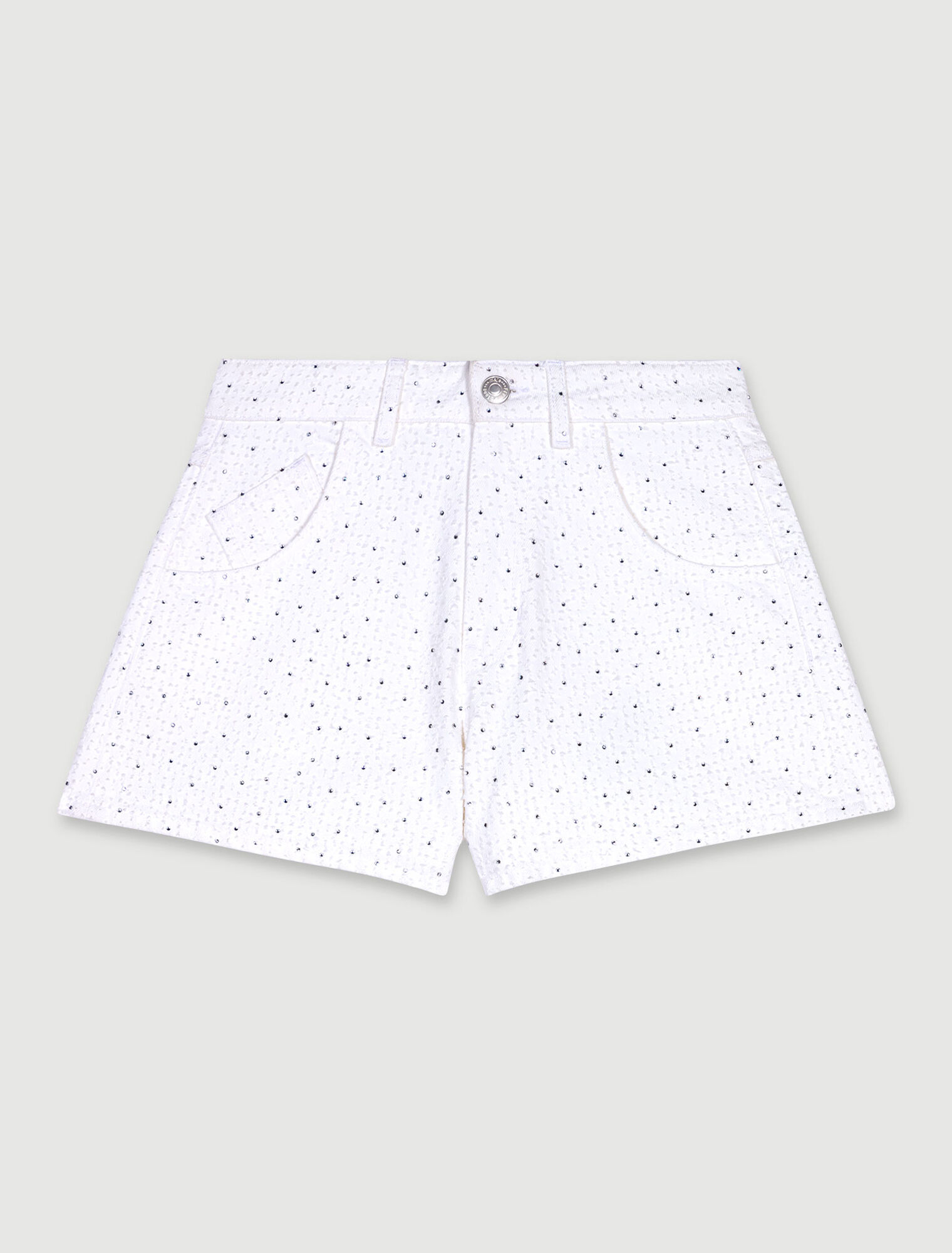 Short en denim à strass