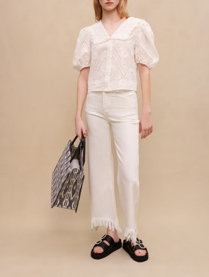 Straight fringed jeans