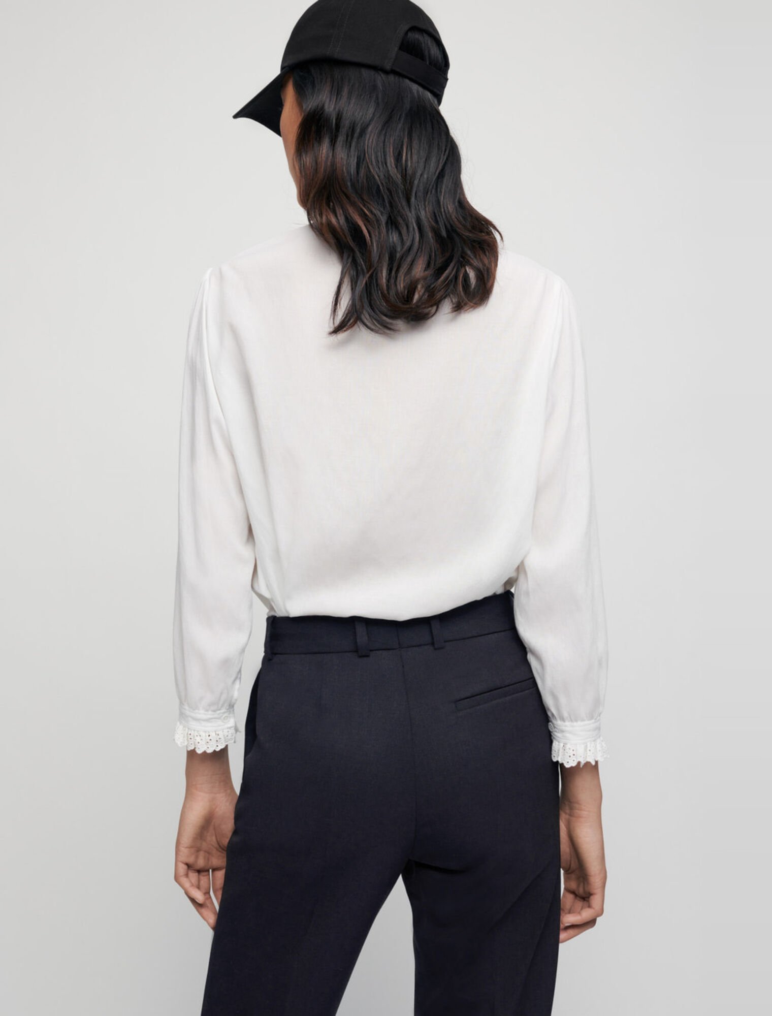 Chemise blanche en voile à col claudine