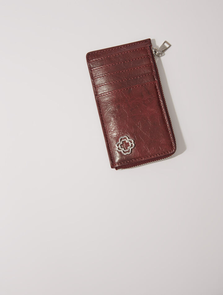 Porte-cartes en cuir craquelé