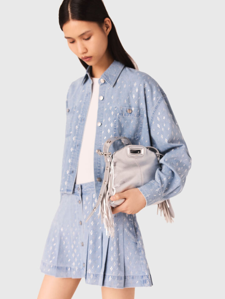 Short rhinestone denim shirt
