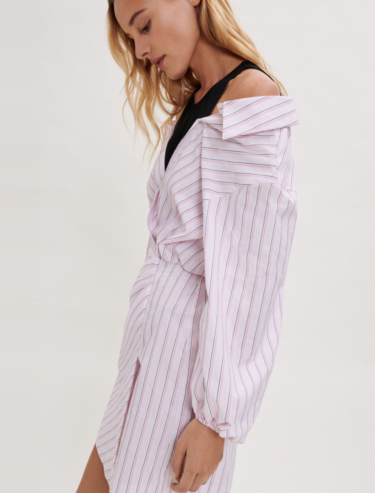 Robe trompe l'œil à rayures