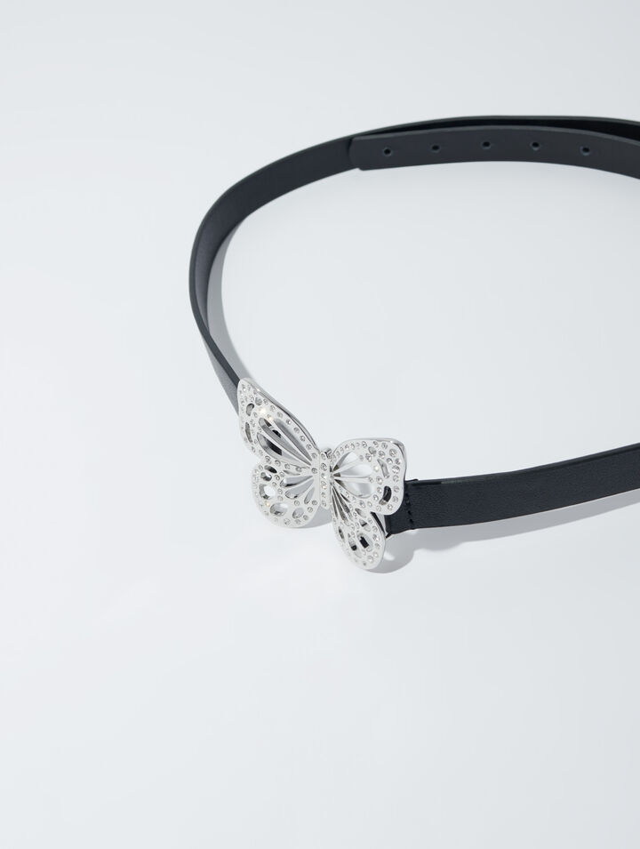 Ceinture fine papillon strassé
