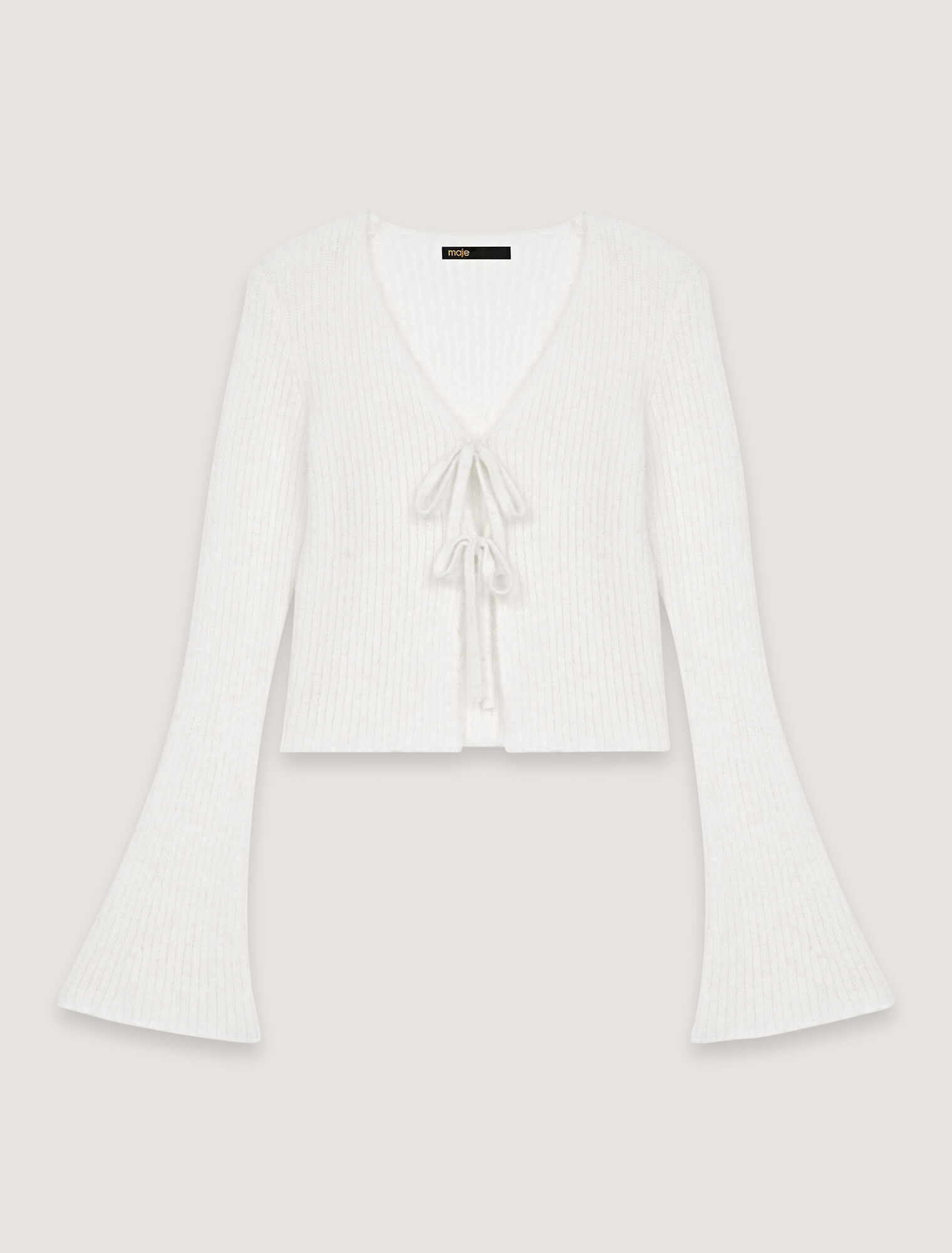Stretch knit cardigan with ties