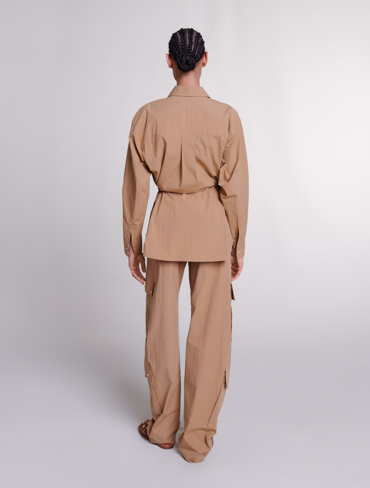 Belted long shirt