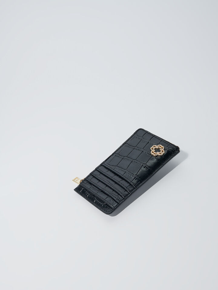 Porte-cartes en cuir effet croco