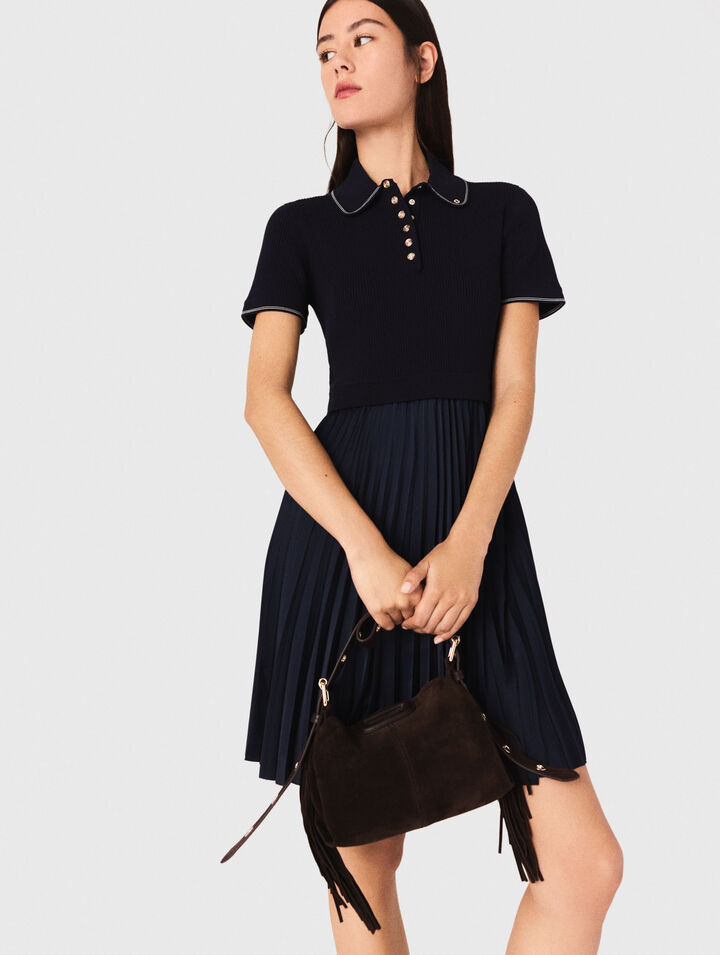 Robe courte plissée et col polo
