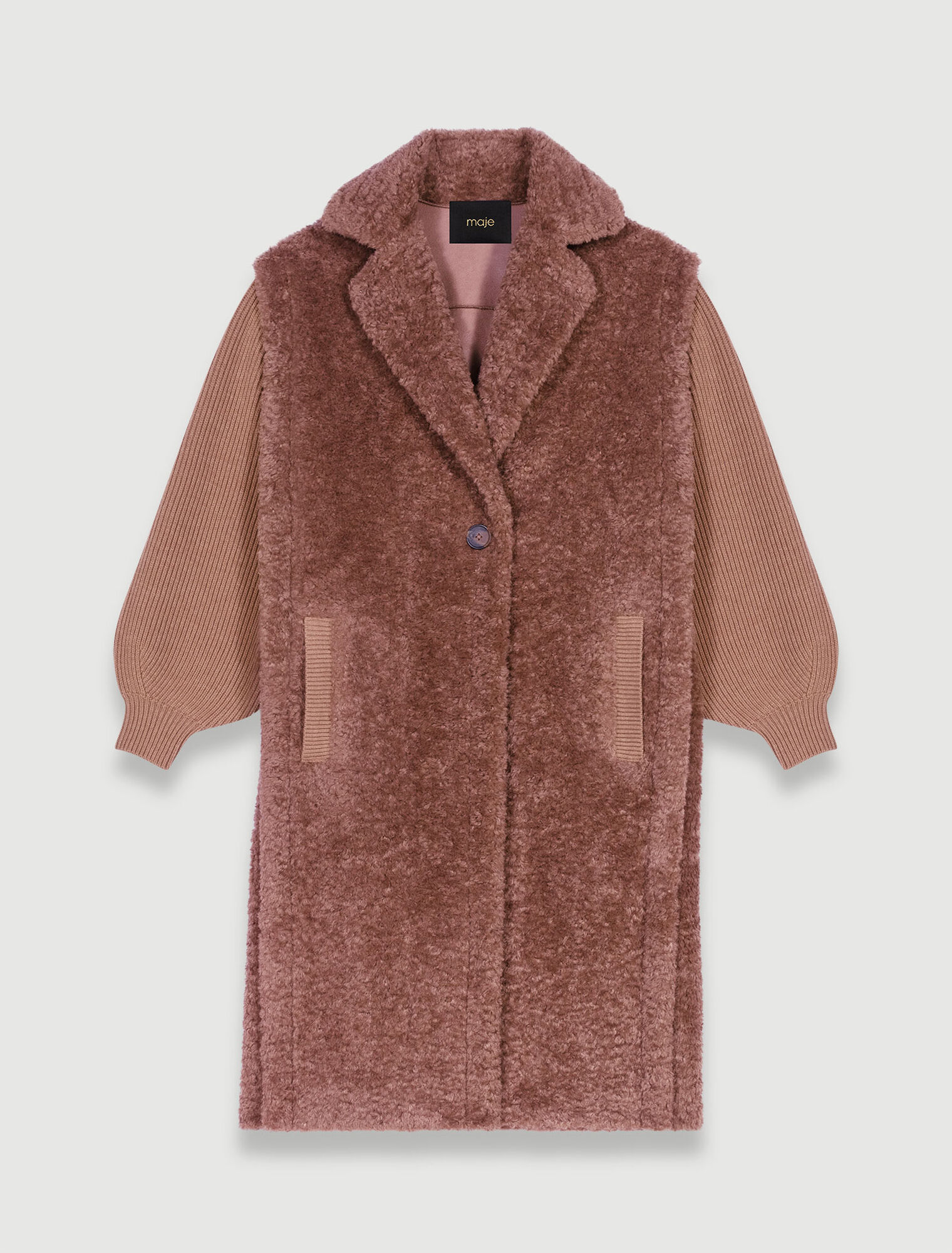 Manteau long fausse fourrure