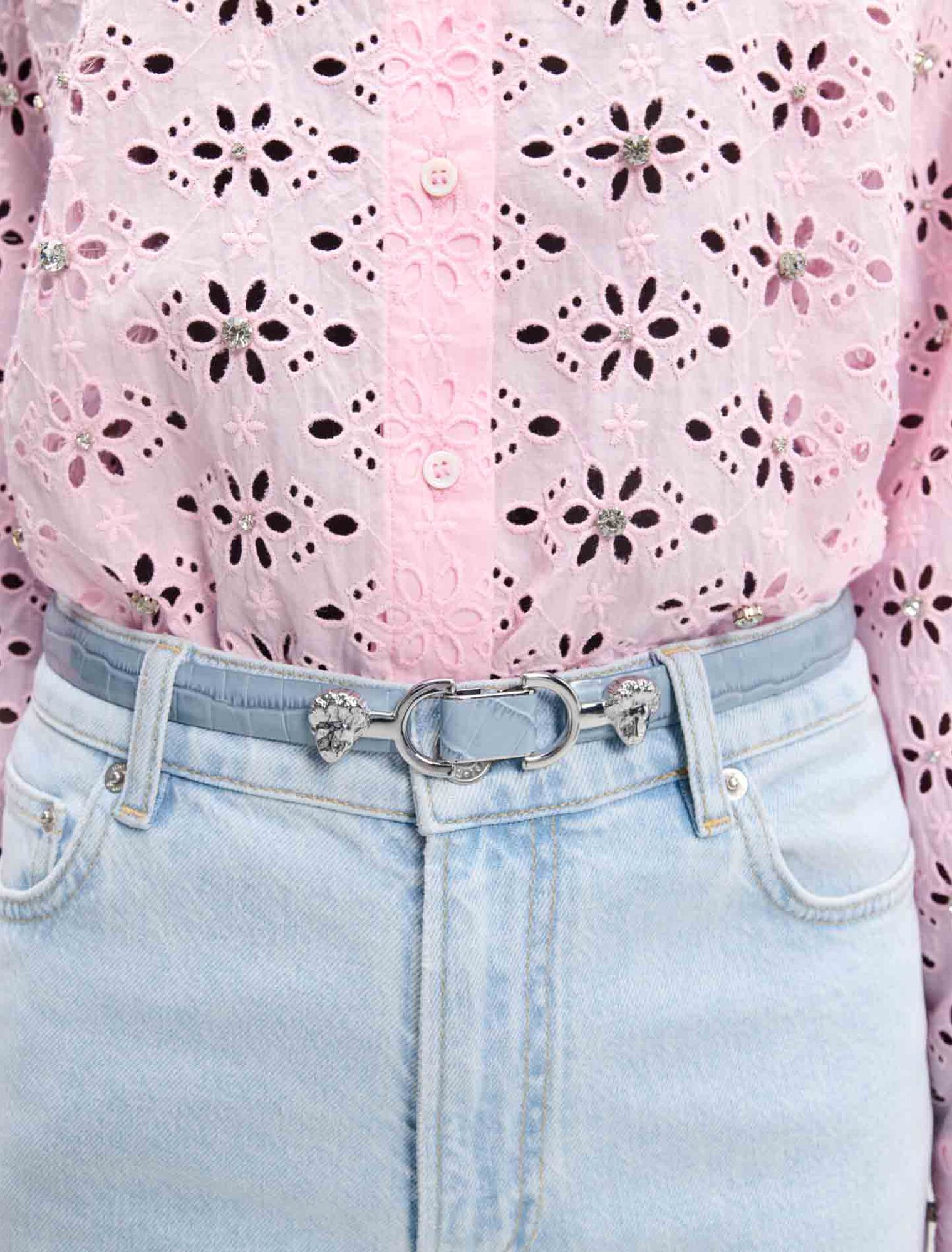 Ceinture fine en cuir à mors lion