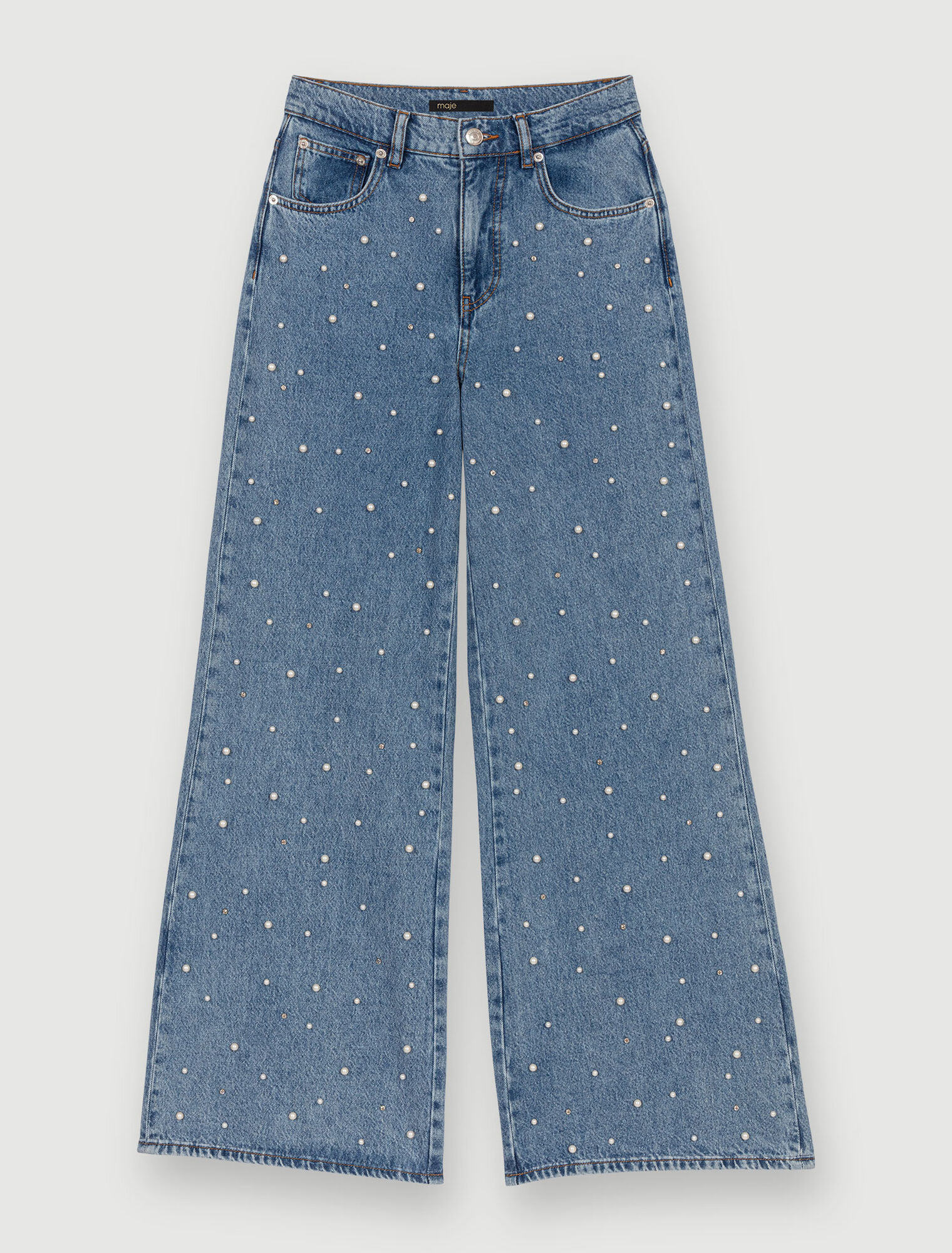 Jean large orné de perles