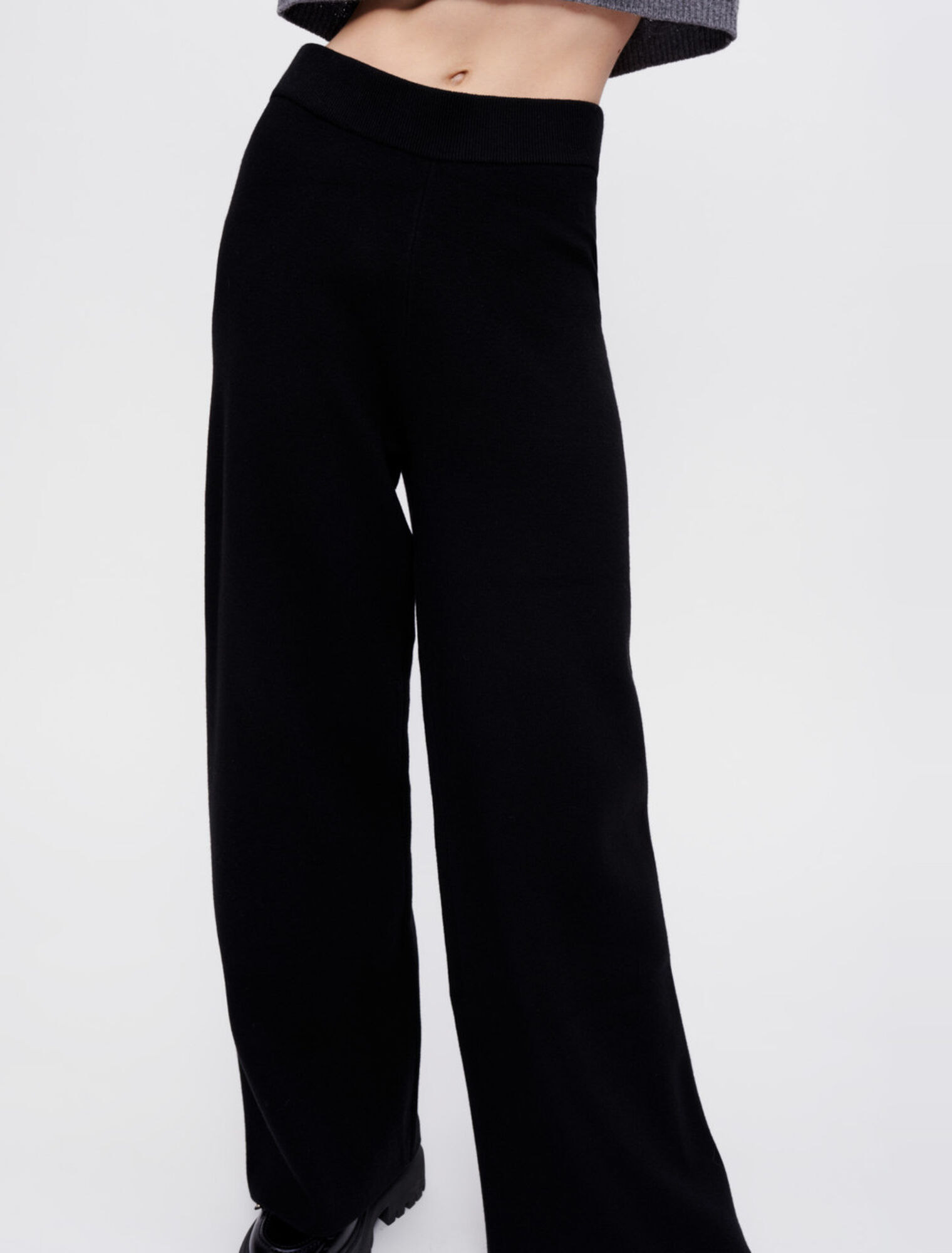 Pantalon noir large en maille