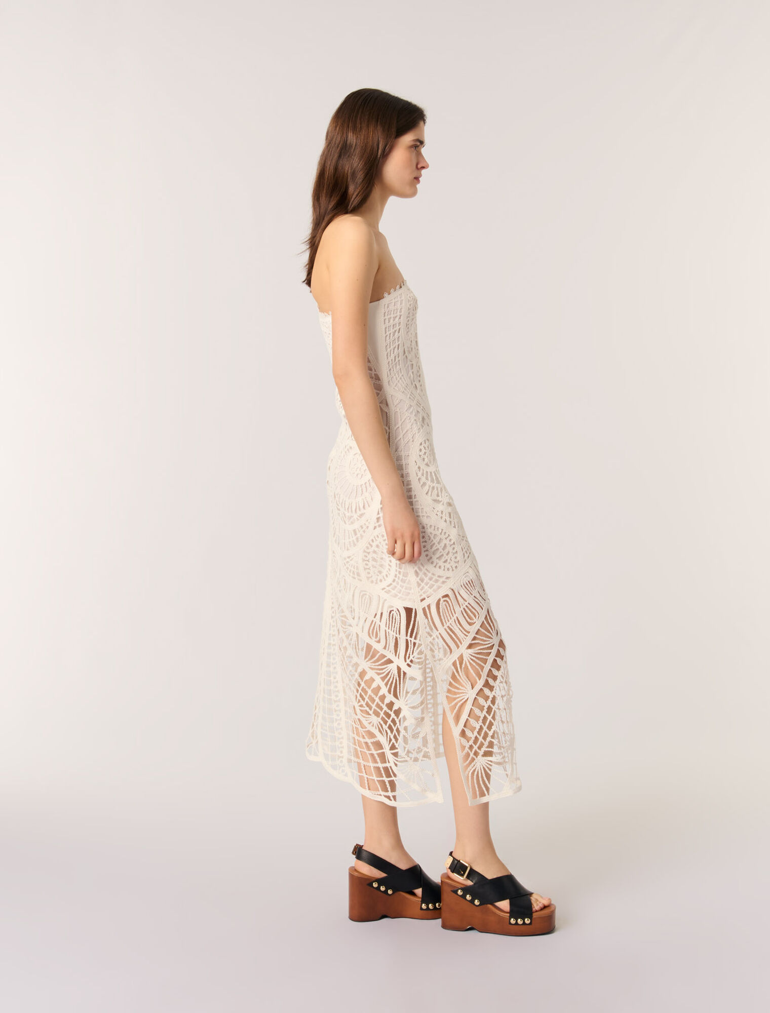 Robe longue asymétrique en crochet
