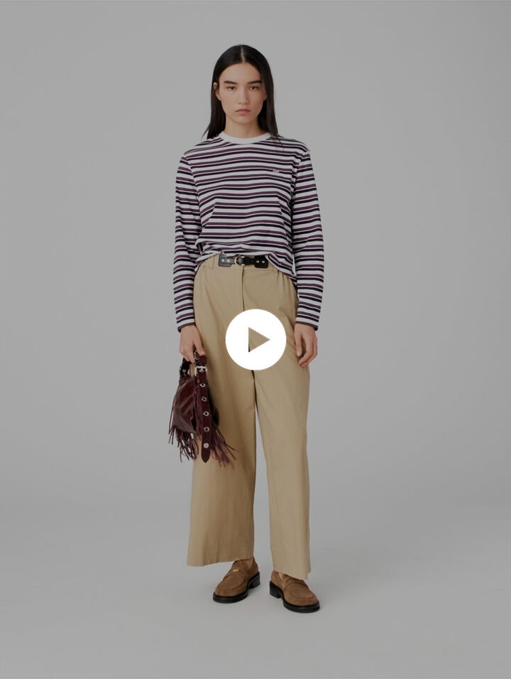 Wide-leg cotton trousers