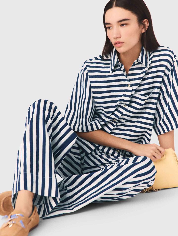 Chemise courte en lin m&eacute;lang&eacute;