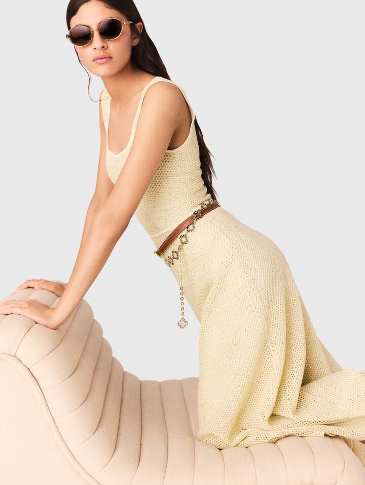 Robe longue en maille strass&eacute;e