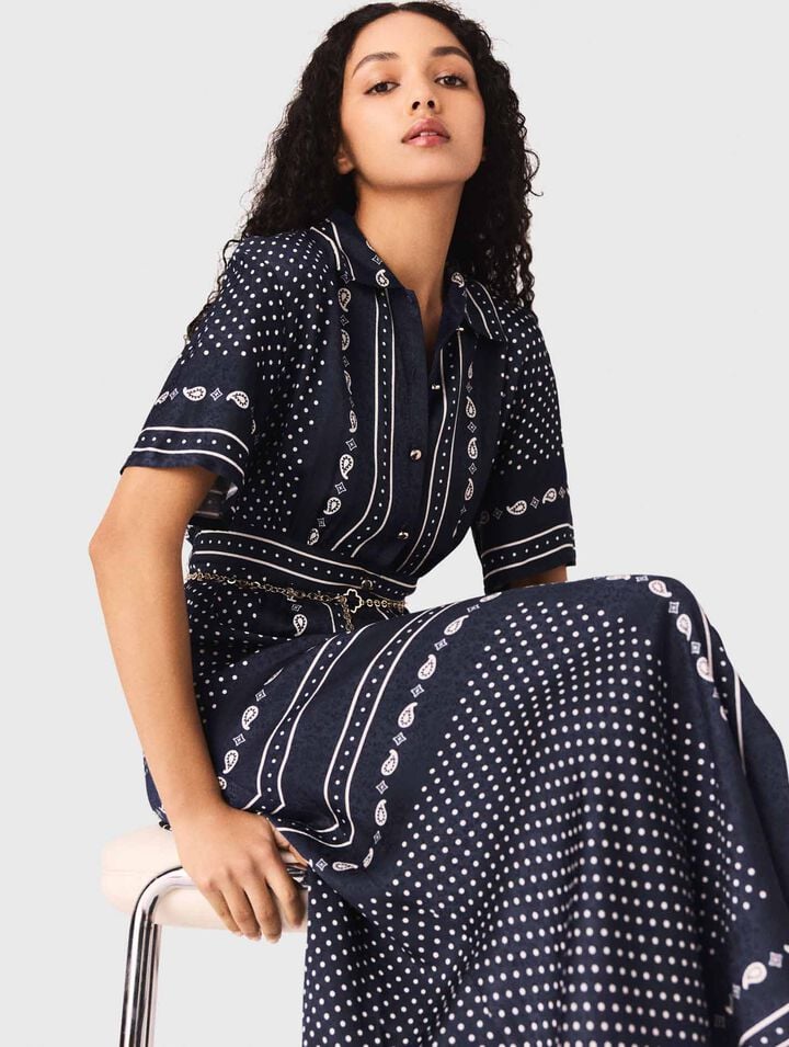 Robe longue fluide imprim&eacute;e