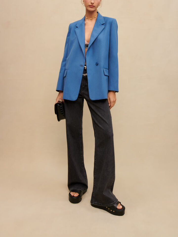 Straight blue suit jacket