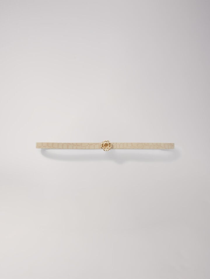 Slim leather Clover buckle belt