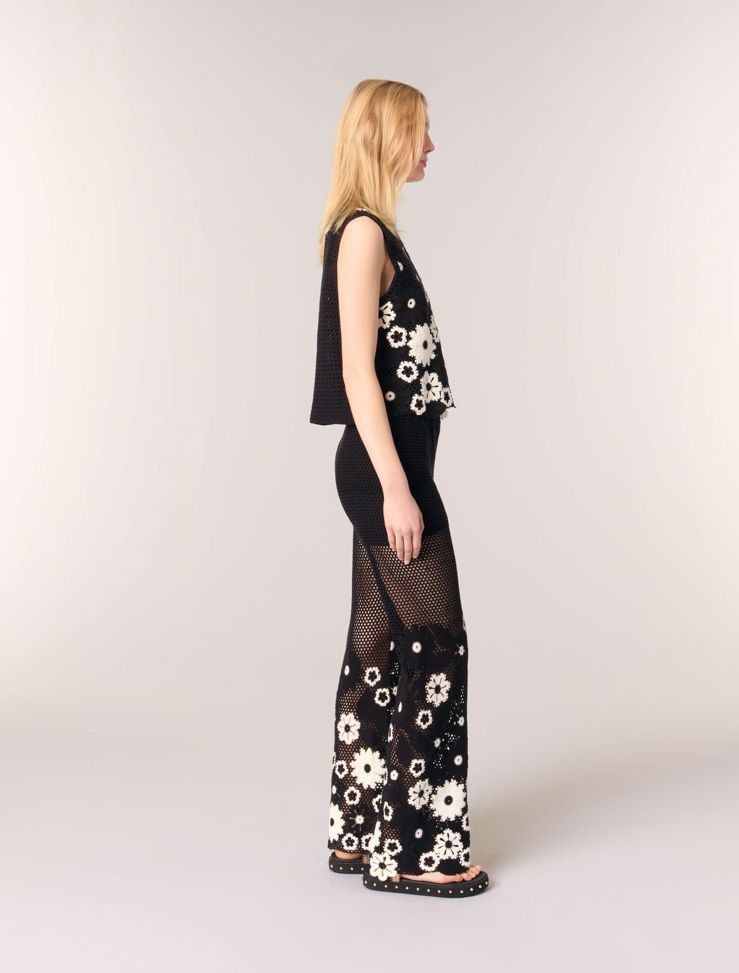 Pantalon en crochet floral