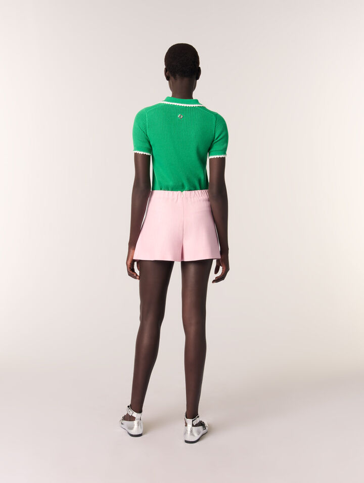 Polo en maille pointelle et crochet