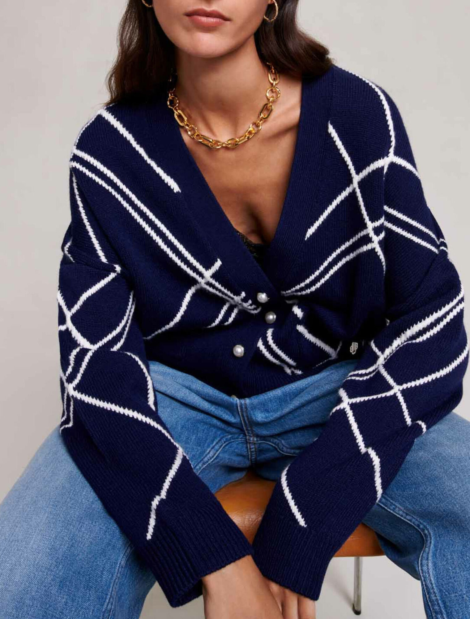 Striped knit cardigan