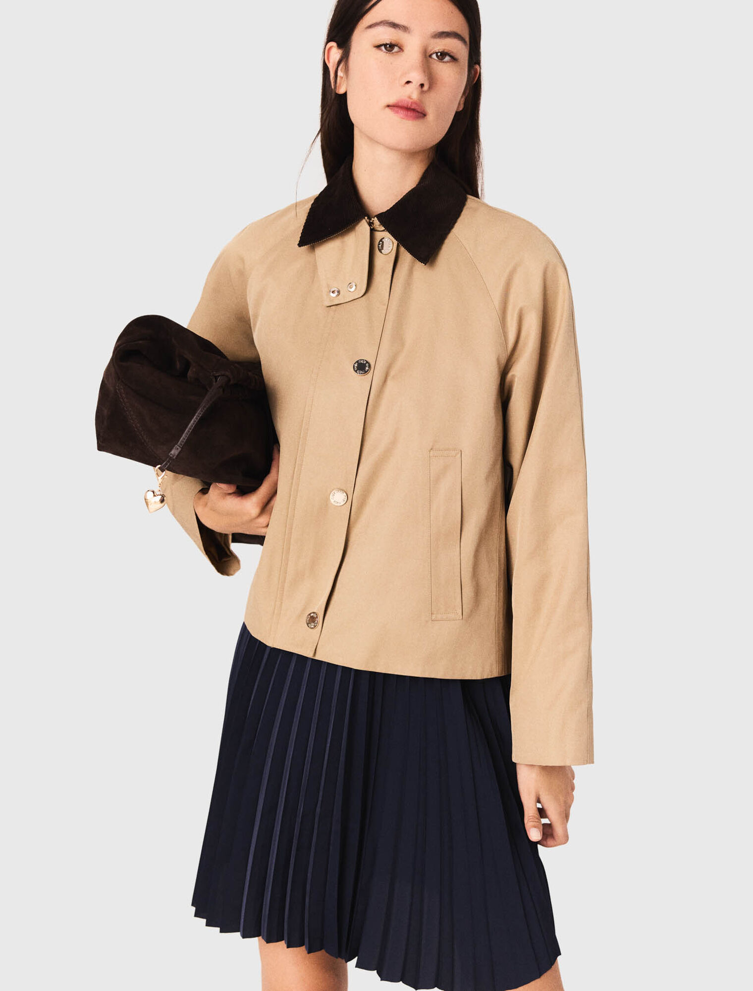 Blouson trapèze à col contrasté