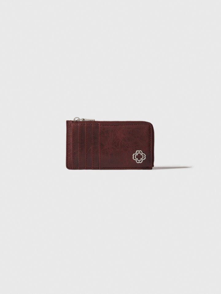 Porte-cartes en cuir craquelé
