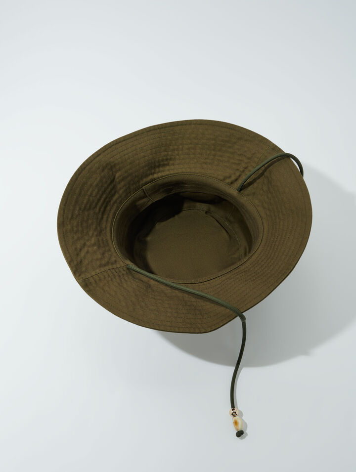 Beaded drawstring bucket hat