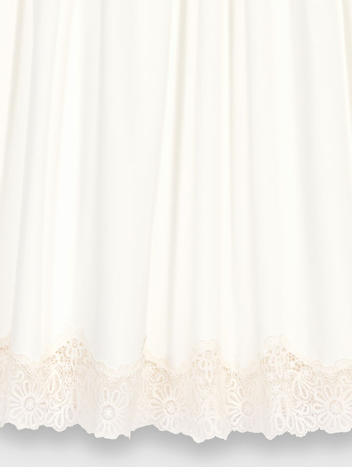 Mid-length cotton and lace skirt