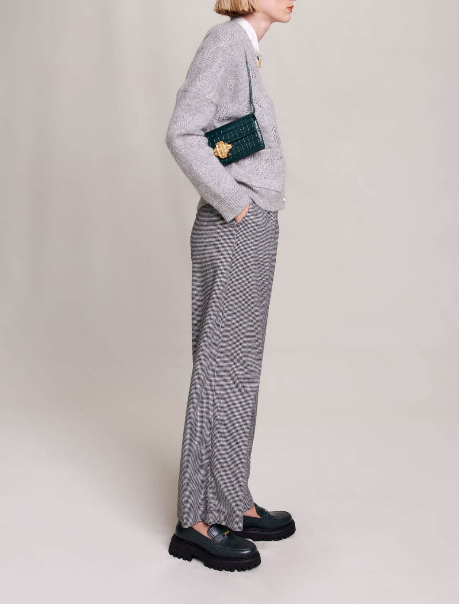 Cardigan with clover studs