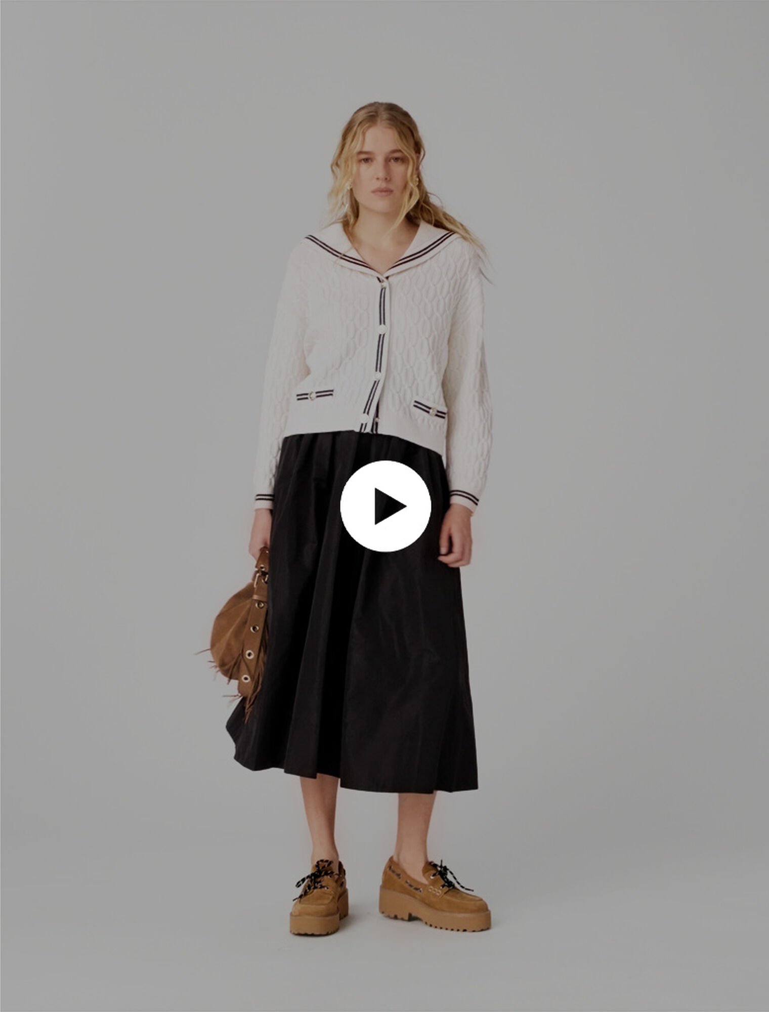 Jupe longue avec taille contrast&eacute;e