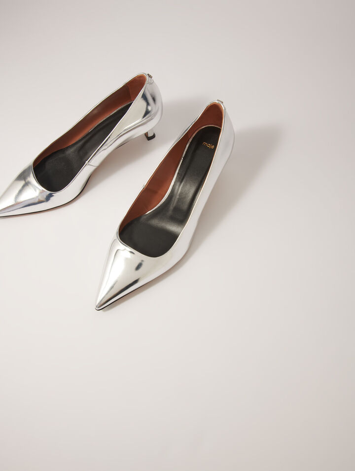 Escarpins pointus en cuir miroir