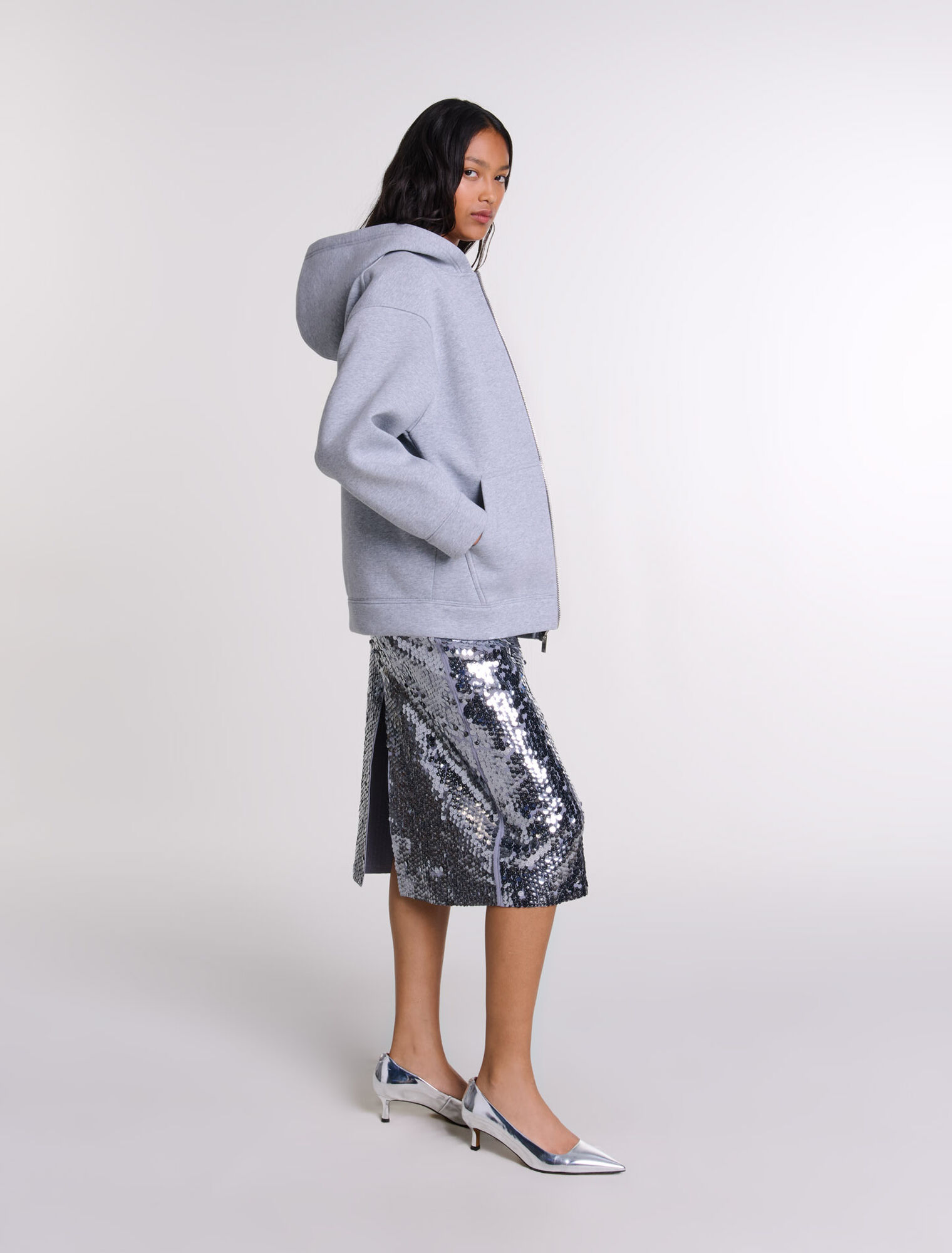 Structured zip-up sweatshirt