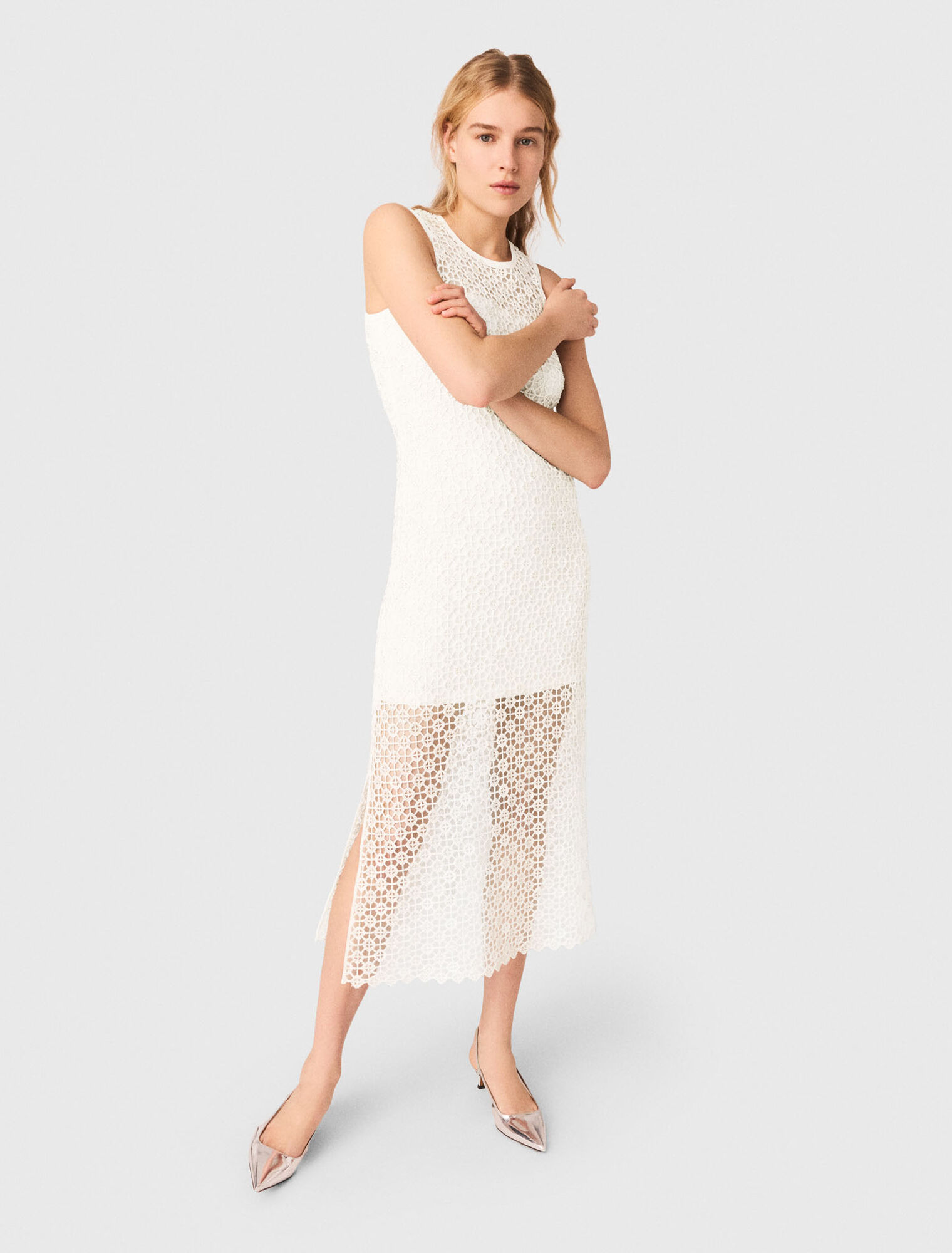 Rhinestone crochet maxi dress