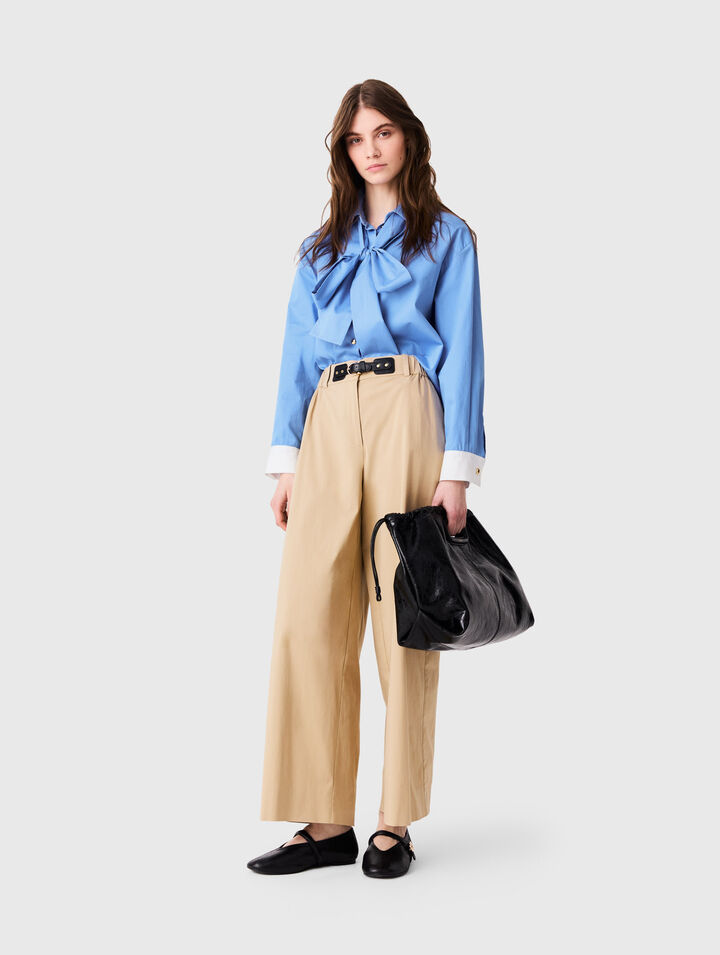 Wide-leg cotton trousers