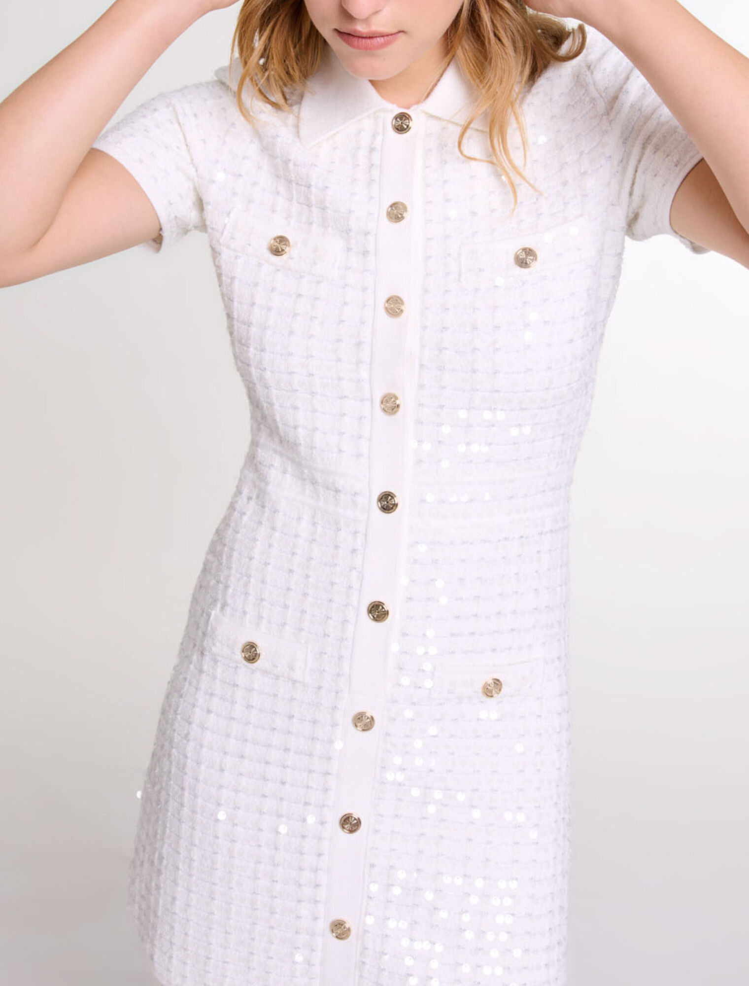 Sequin knit short dress