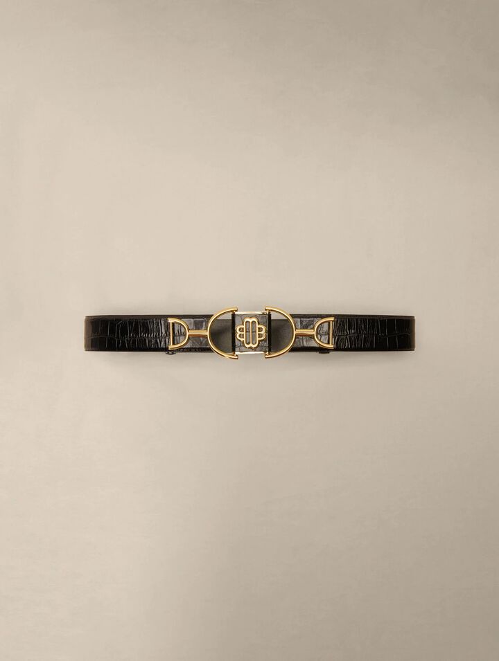 Wide smooth leather belt