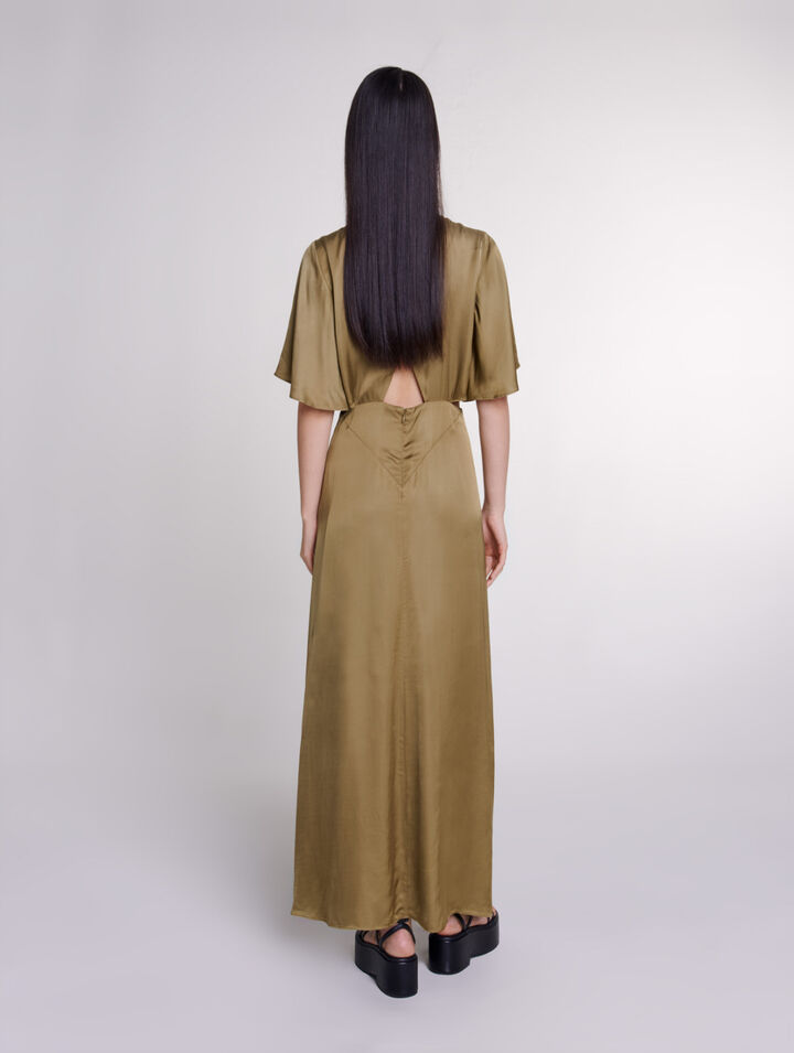 Robe longue satinée ajourée