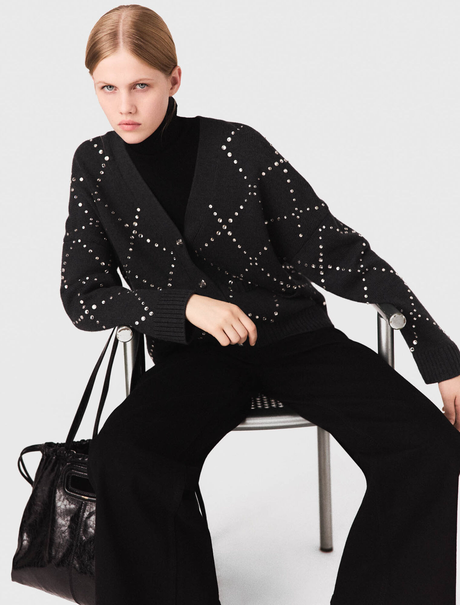 Cardigan à carreaux strassé
