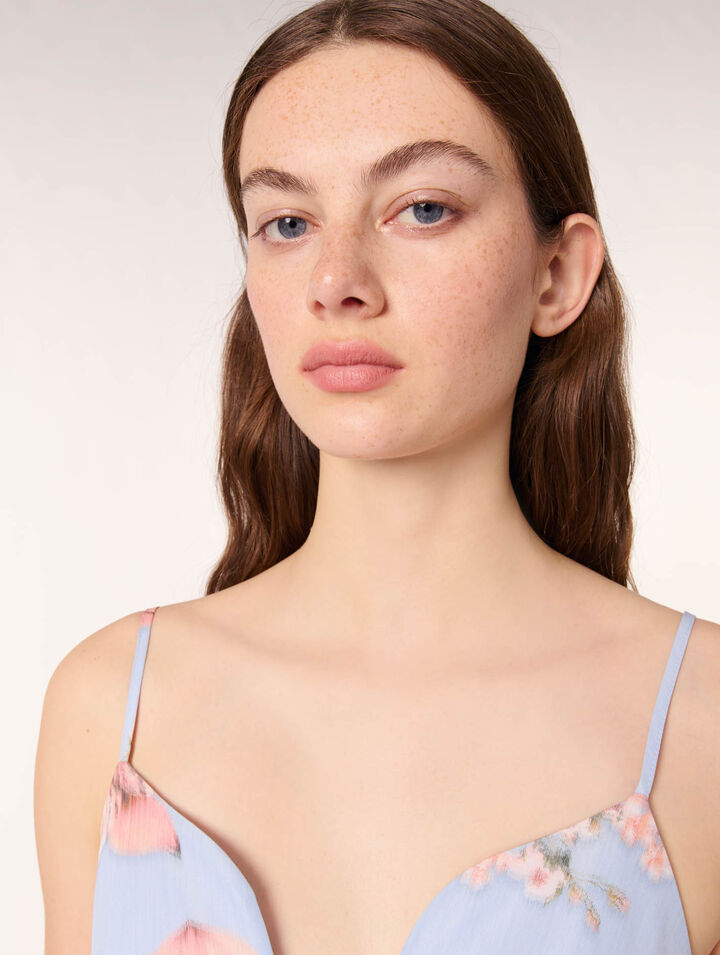 Robe courte en taffetas imprimé
