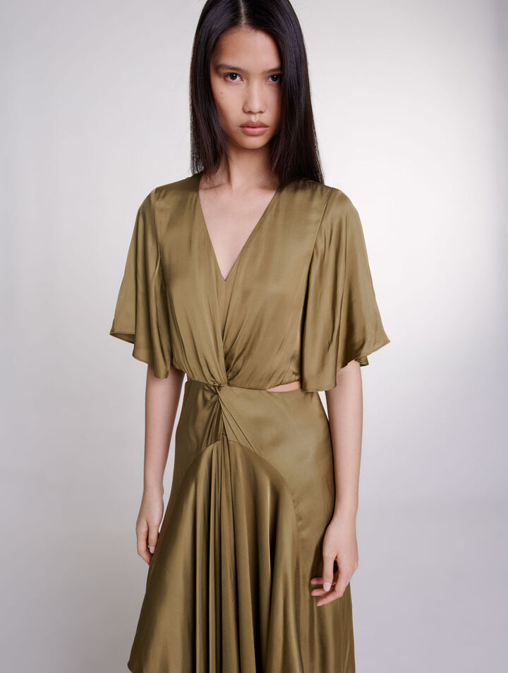 Robe longue satinée ajourée