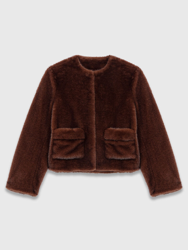 Manteau court en fausse fourrure