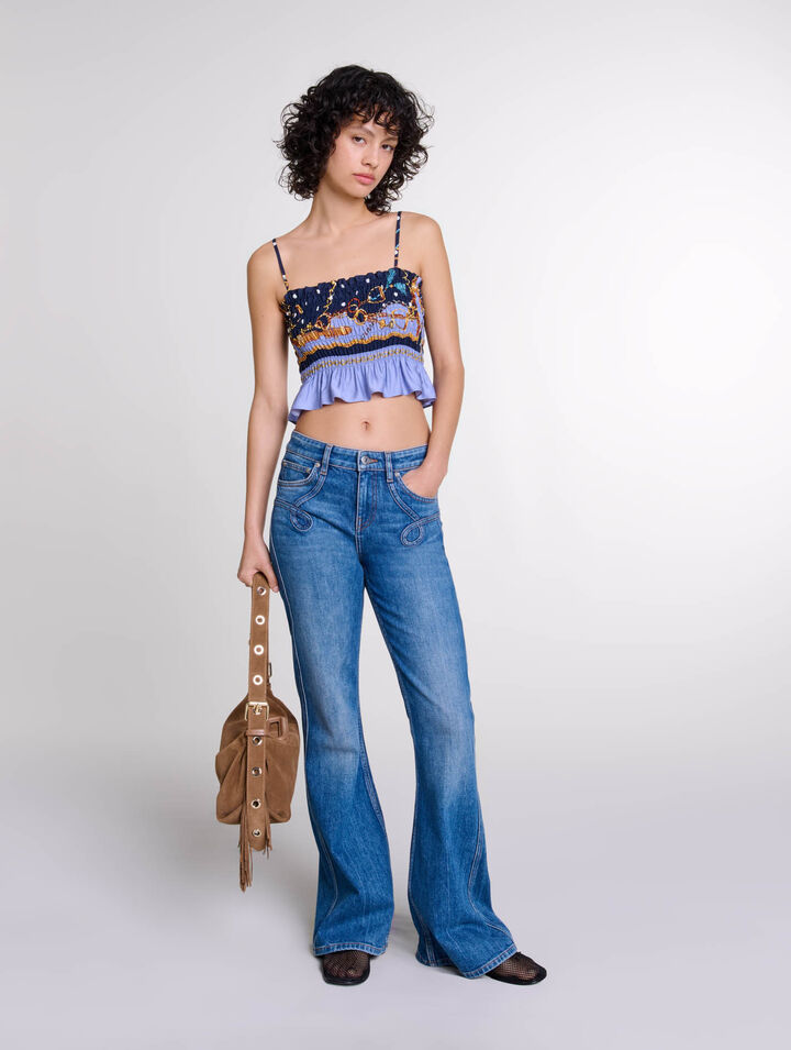 Jean flare à poches brodées