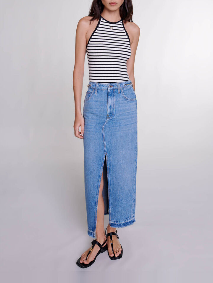 Long denim skirt