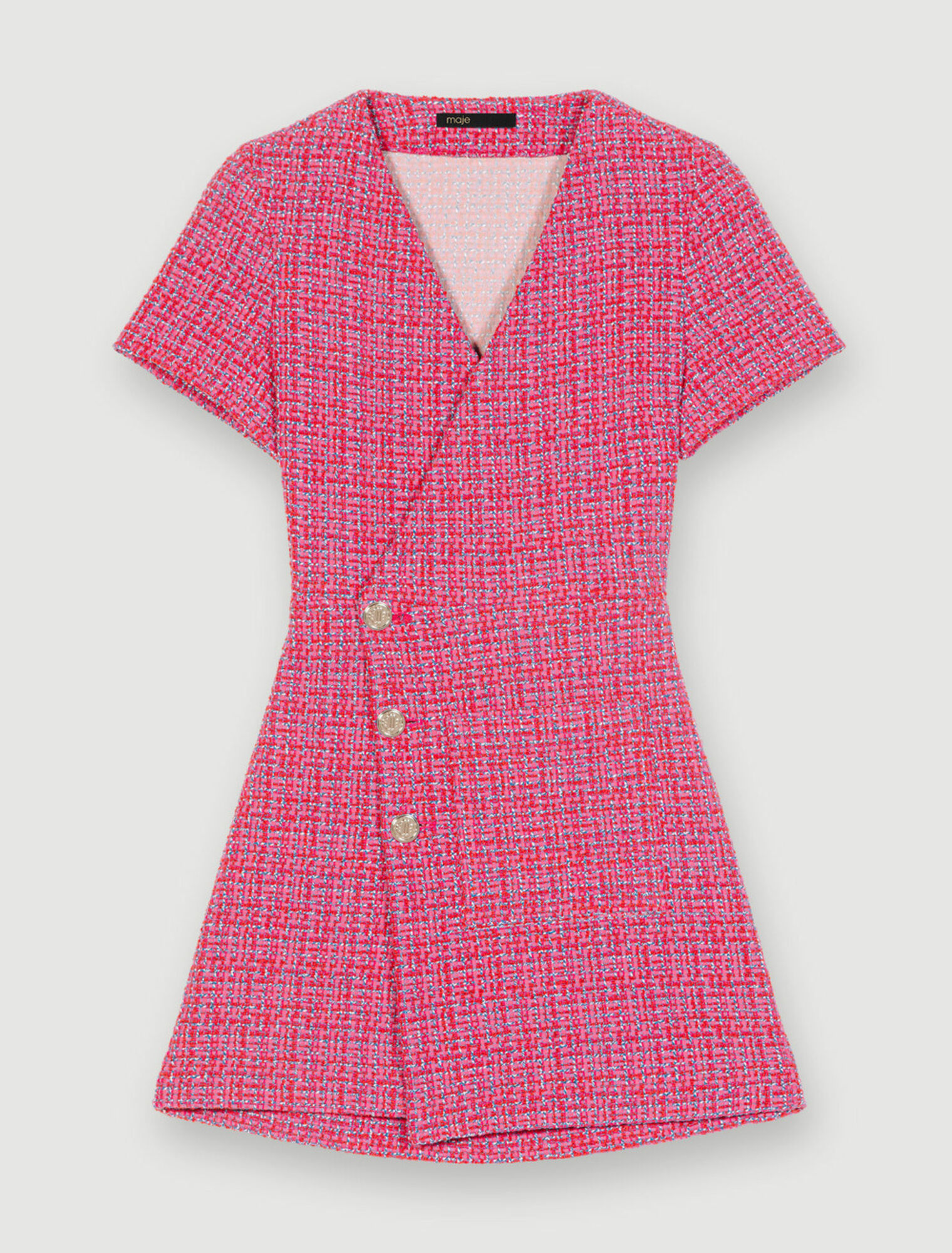 Open-back tweed short dress