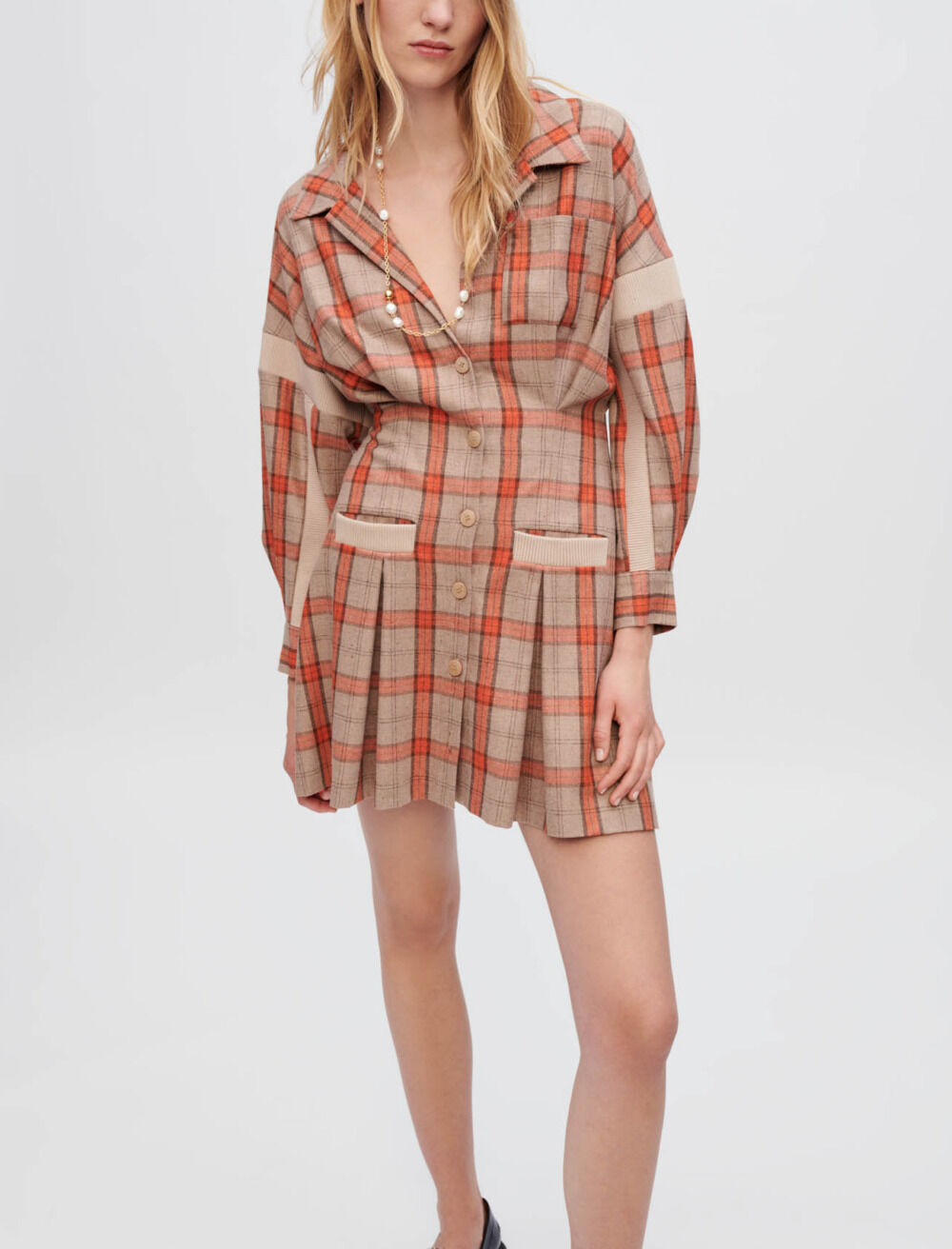Maje suit dress in plaid top