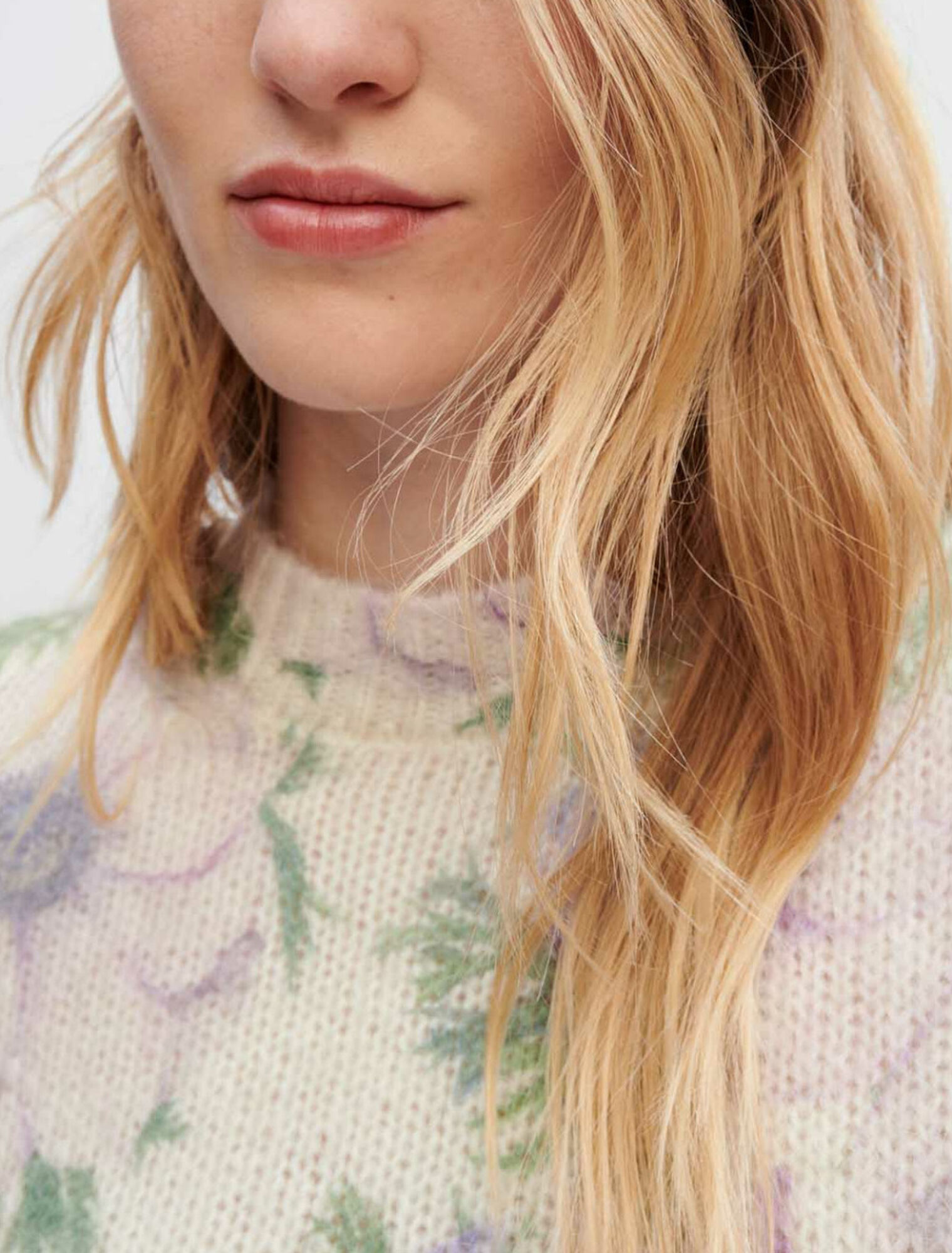 Flower fluffy jacquard sweater